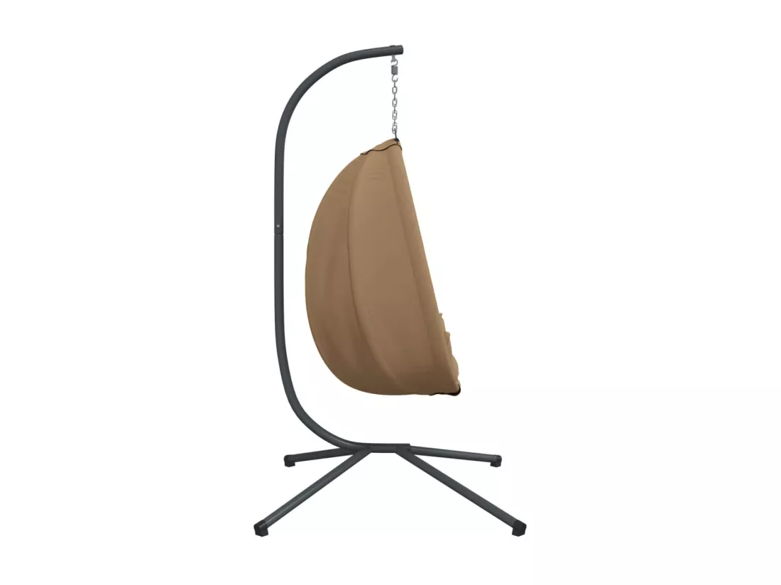 Chaise suspendue en forme d'œuf et support taupe tissu et acier