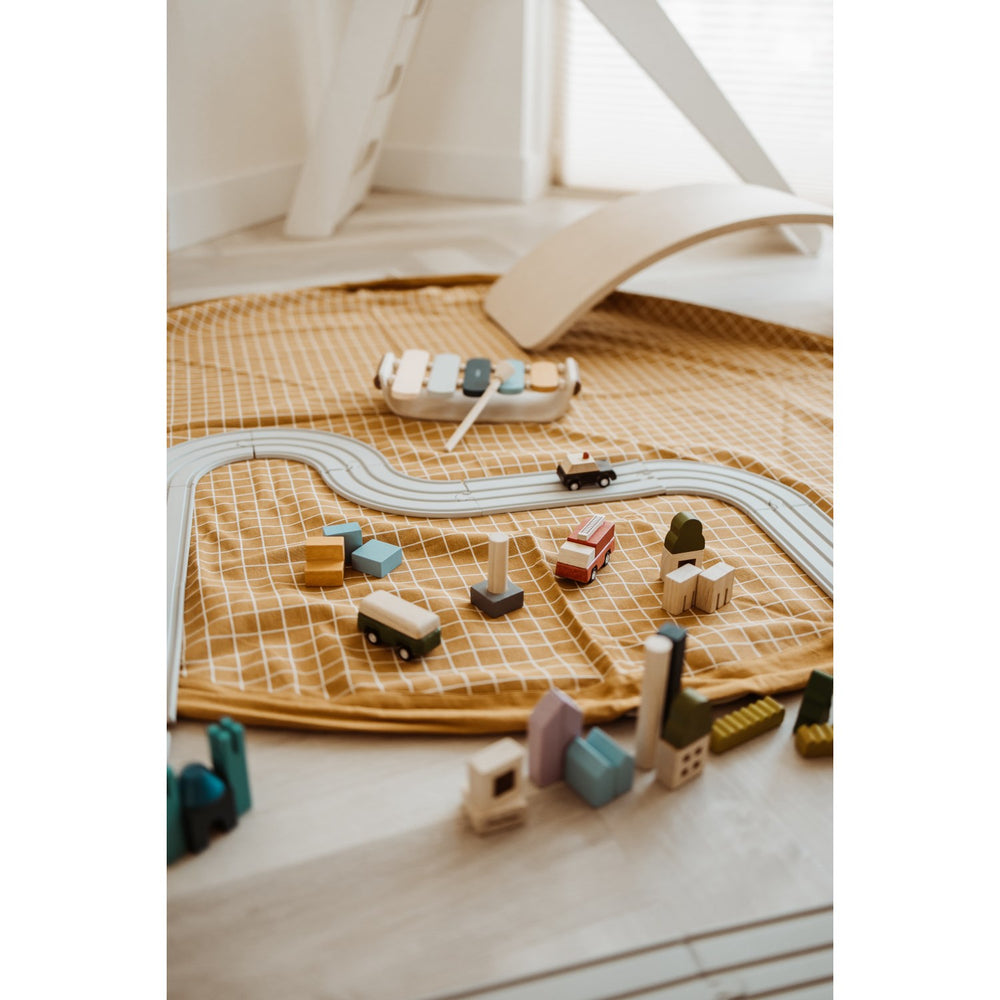 Køb Play&Go Organic Grid Mustard 2-in-1 Legetæppe