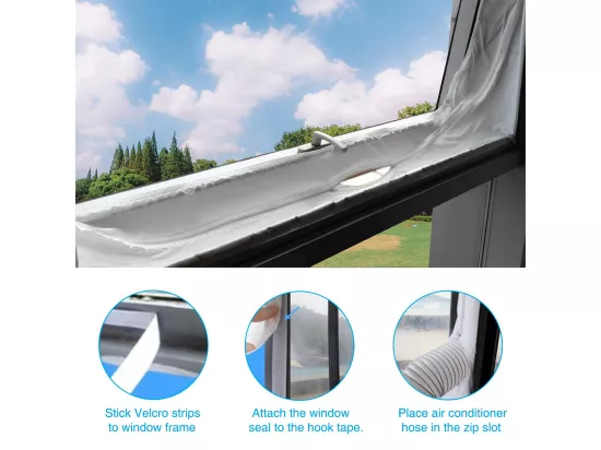 Joint de fenêtre en tissu pour climatisation mobile - 400cm - Blanc - Voltman