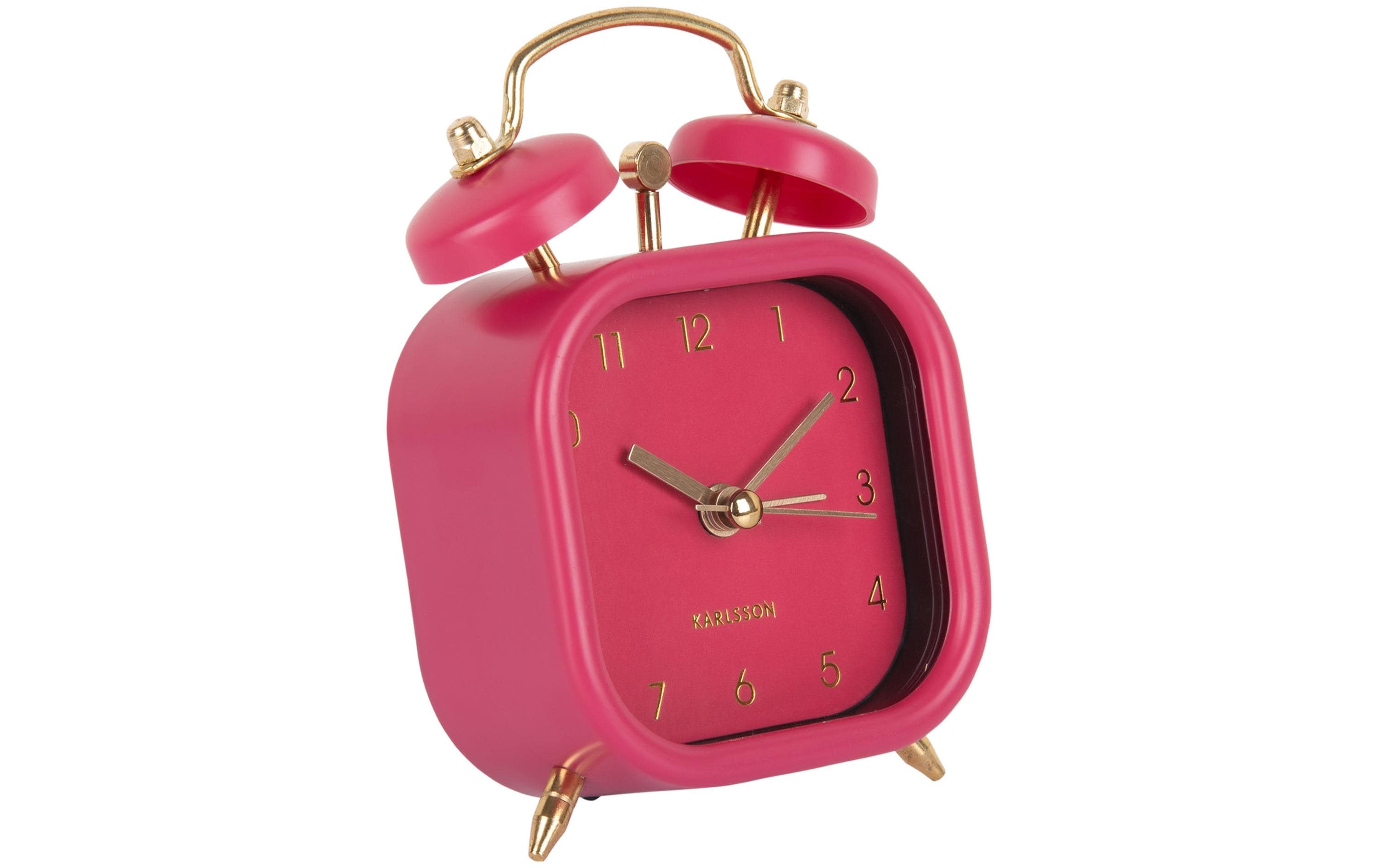 Klassischer Wecker Metallic Glam square Dark pinkWecker mit Doppelglocke
