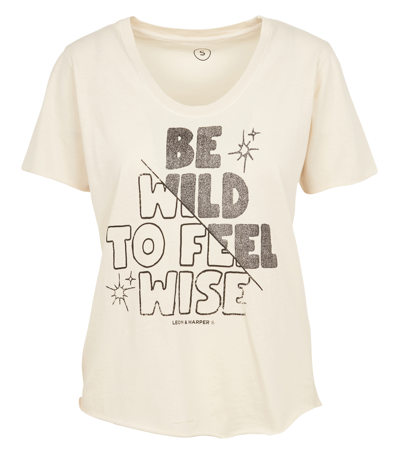 TIZIA - Tee-shirt droit col rond sérigraphié en coton bio | Blanc