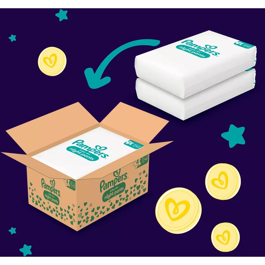 Pampers Baby-Dry Pants Night, Gr. 4 Maxi, 9-15kg, Monatsbox (1 x 180 Pants)