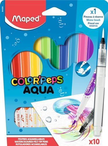 Viltstiften - 10 Kleuren - Kartonnen Etui - Inclusief Waterreserve-Borstel