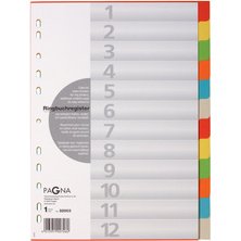 Intercalaires en carton, A4, 12 touches, 12 couleurs