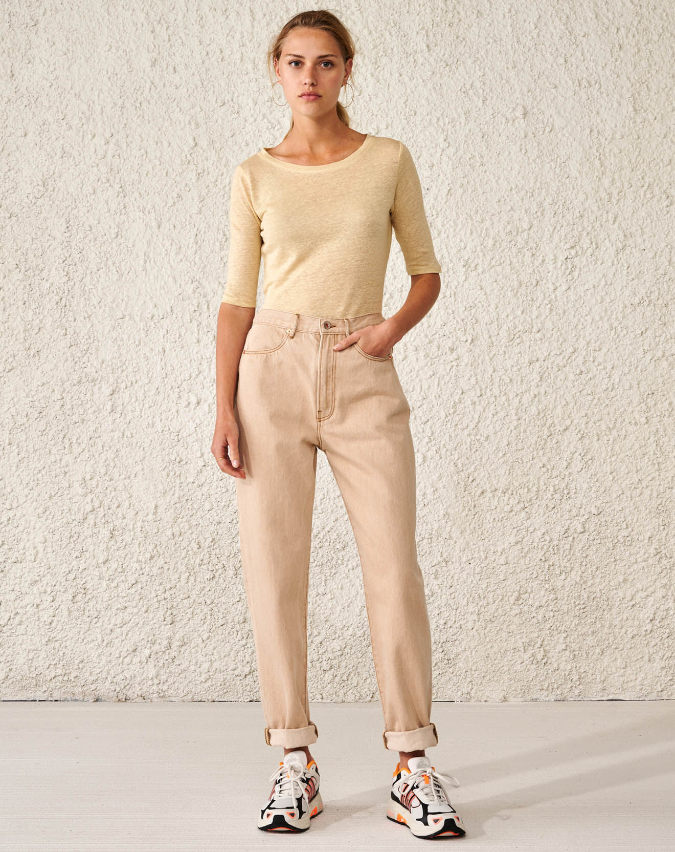 Bellerose Jean casual en Coton organique Perkins beige rosé