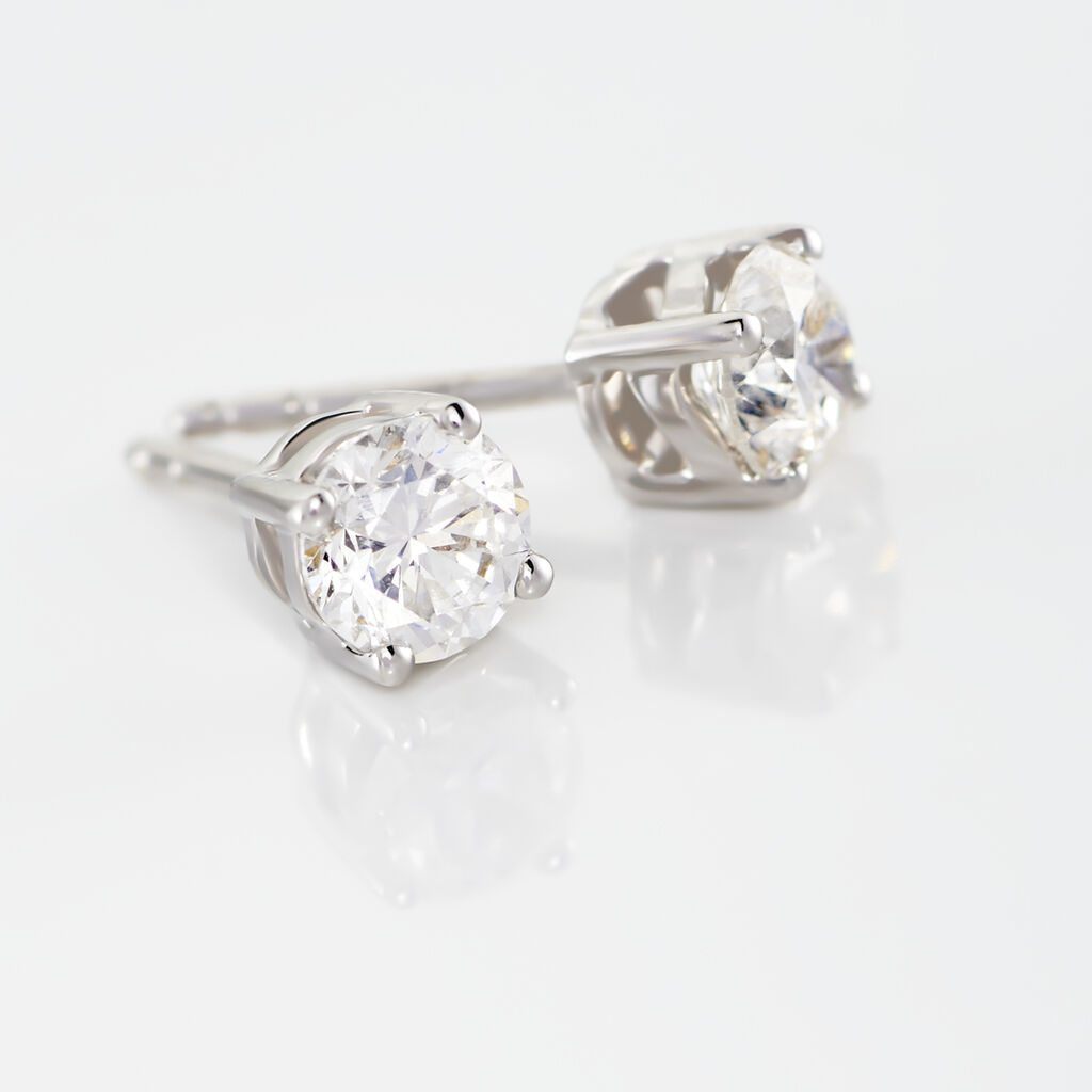 Boucles D'oreilles Puces Victoria Or Blanc Diamant