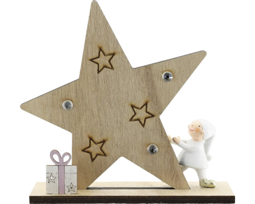 Kerststerdecoratie met strass steentjes, hout