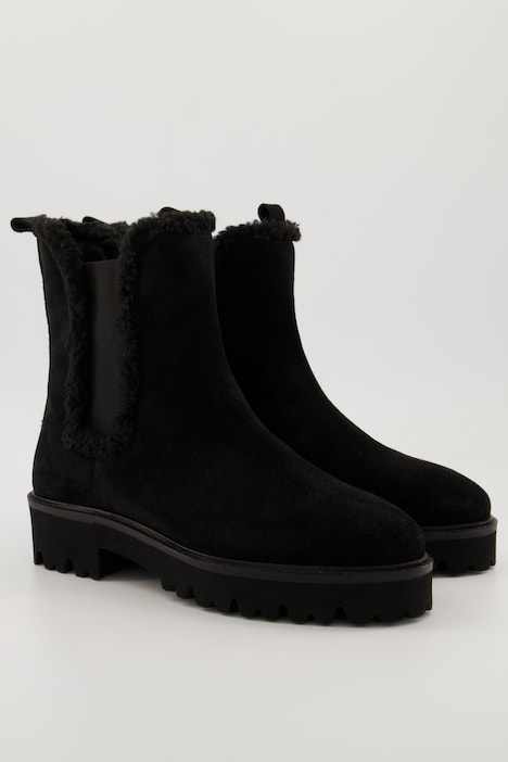 Chelseaboots, Teddyfell-Besatz, Fleecefutter, Weite H