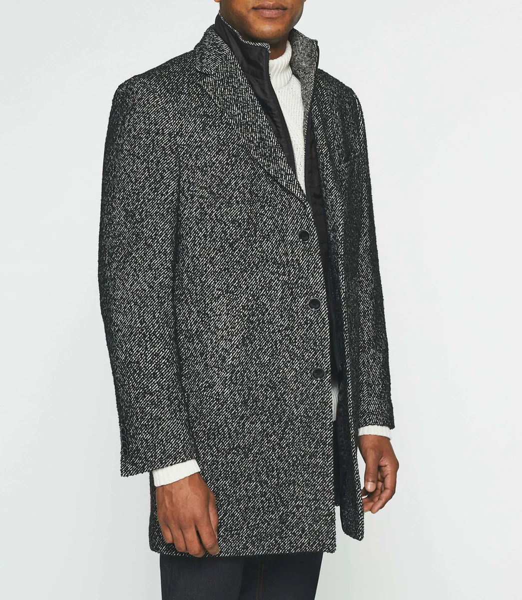 Manteau ville en tweed noir ICE