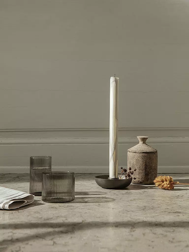 FERM LIVING Glas 4-er SEt RIPPLE Smoked Grey transparent