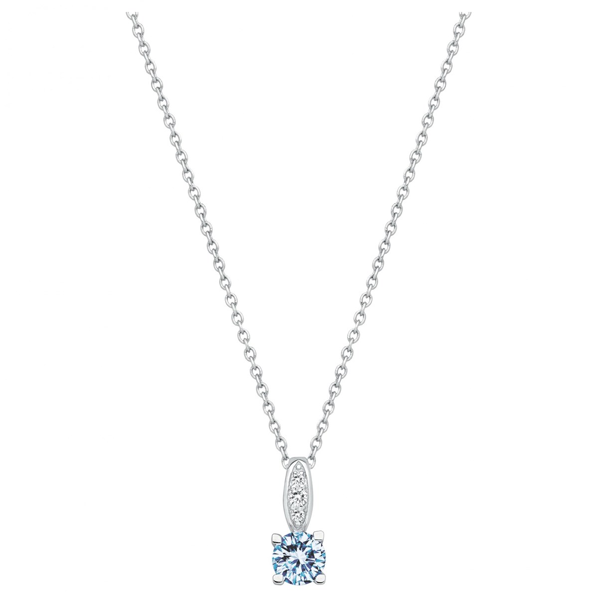 Collier mono-motif en Argent avec spinelle bleu topaze