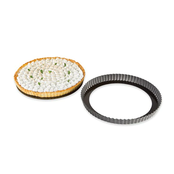 Moule à tarte amovible acier revêtu anti-adhérent bords cannelés 28 cm