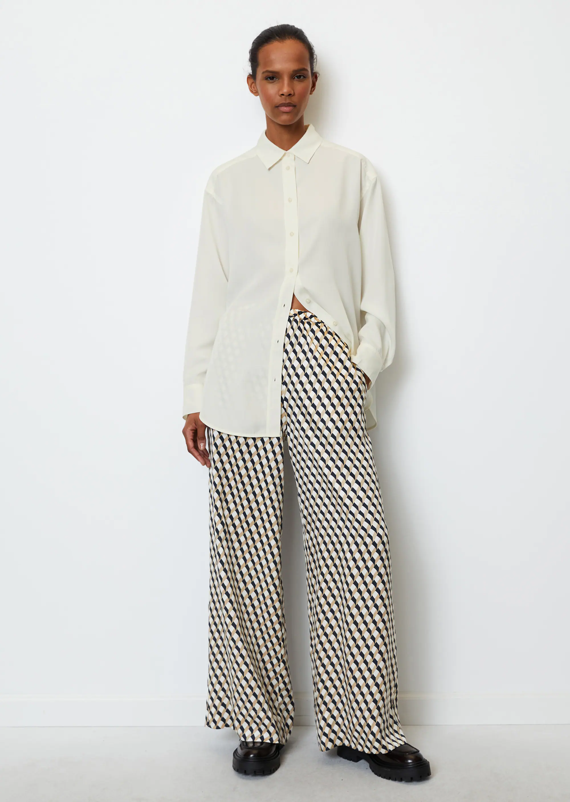 Bedruckte Wide Leg Pants aus Viskose-Twill