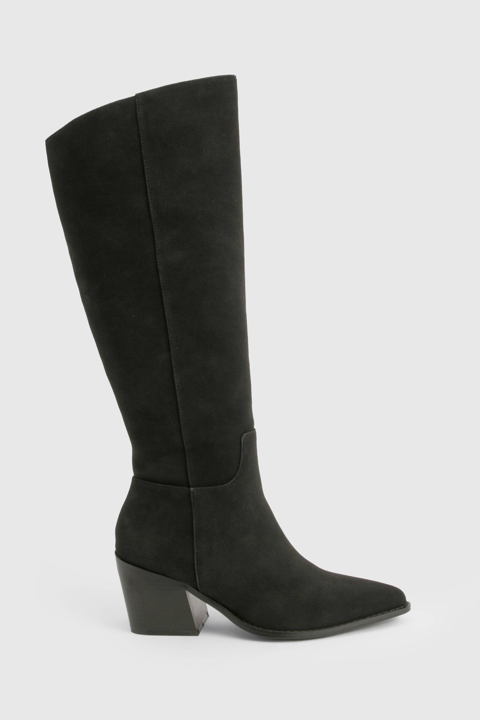 boohoo Bottes de cowboy western en nubuck à coupe large