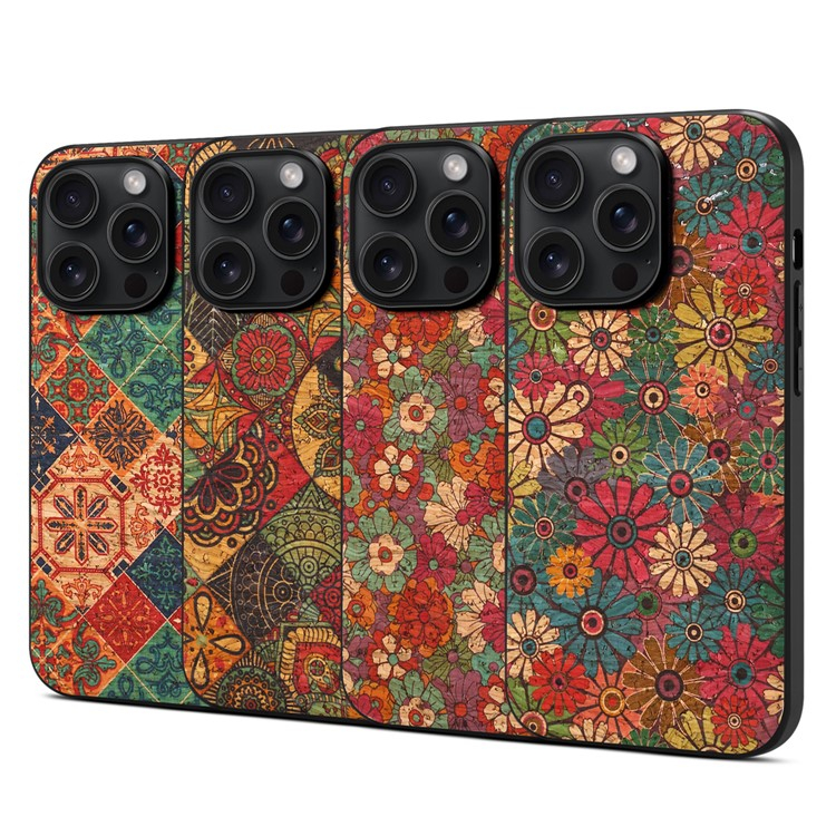 iPhone 15 Pro Max Hybrid Leder Hardcase Hülle im Vintage Mandala Look - Style 1