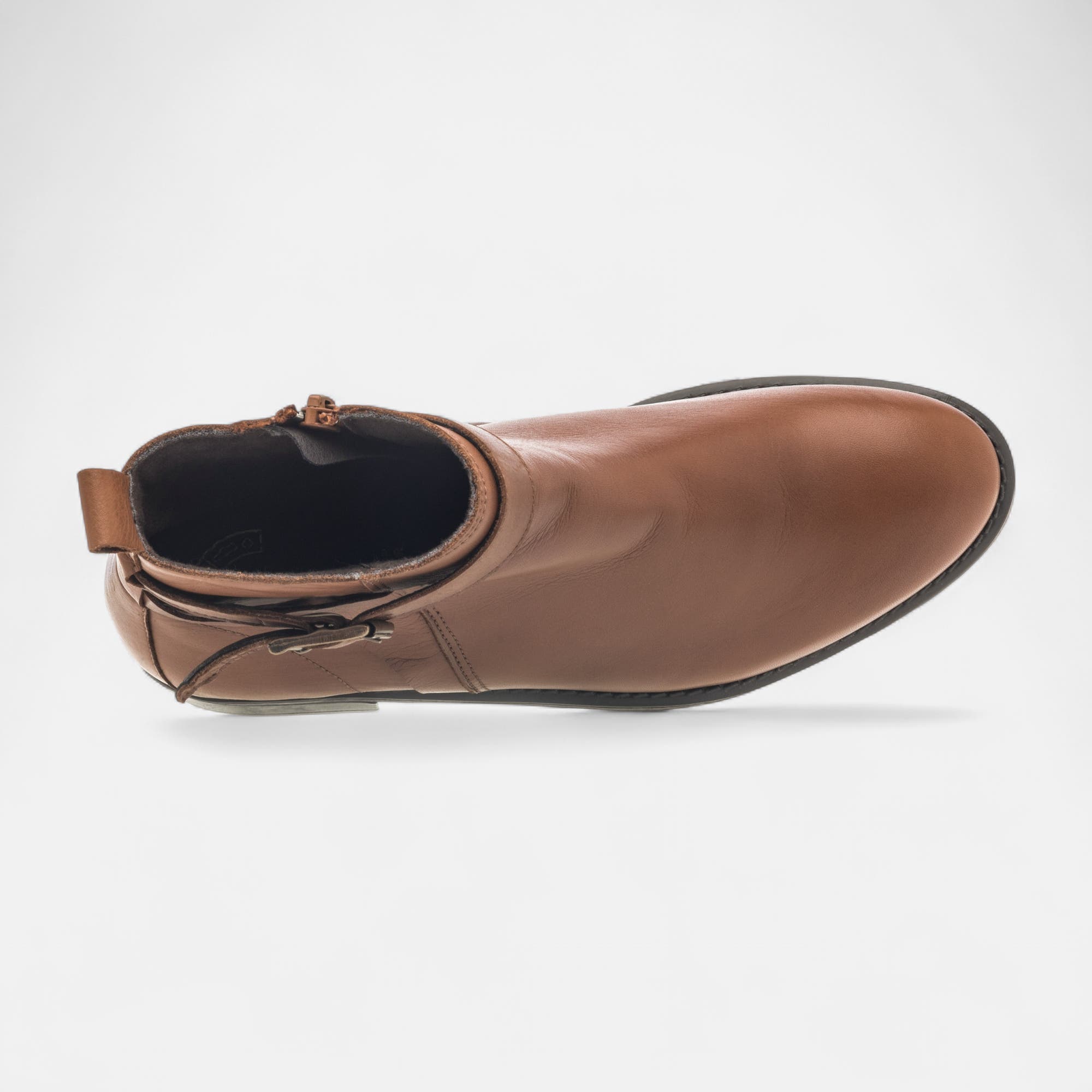Bottines Femme en cuir cognac