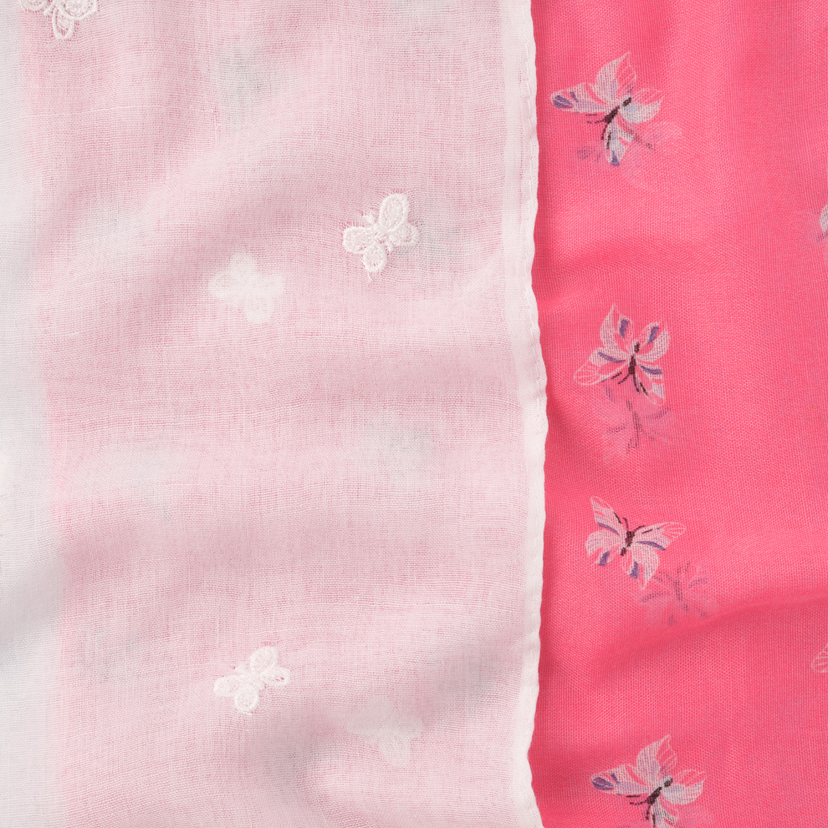 Topolino 2 Mädchen Rundschals mit Schmetterlingen pink / weiss