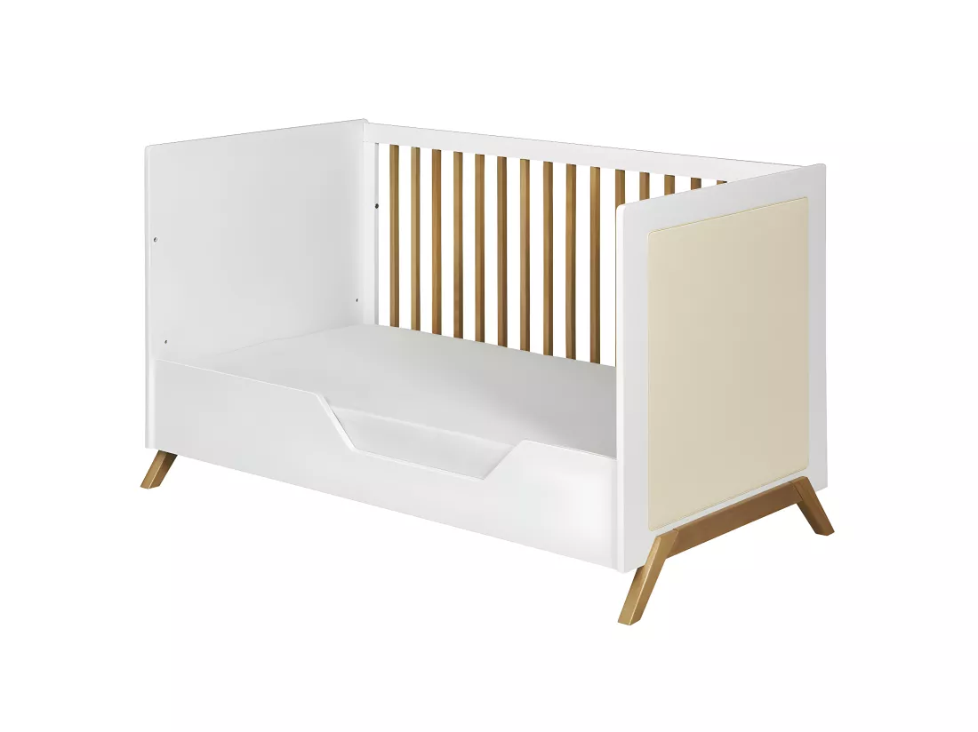 Lit bébé avec matelas 70x140 cm panneaux de fibres blanc AZU