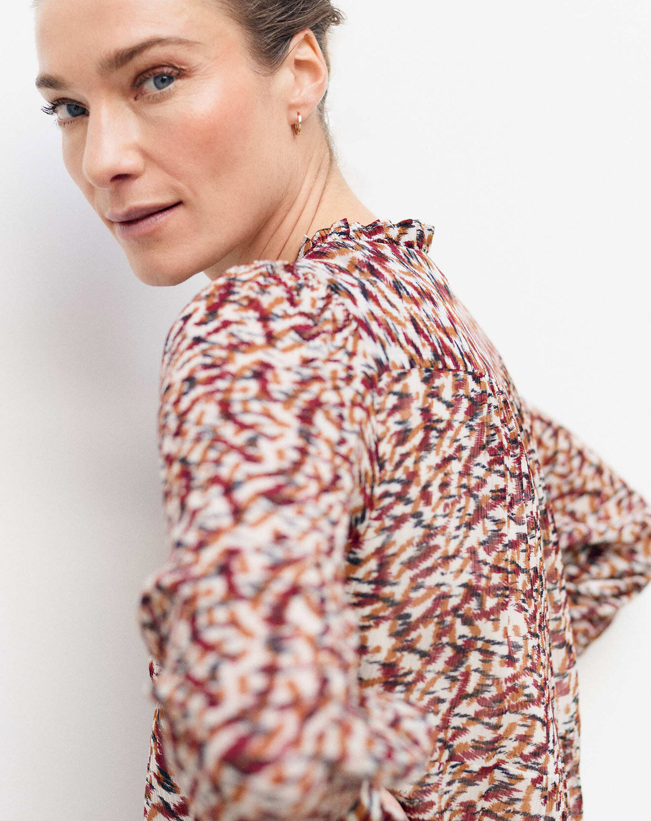 Caroll Robe en Soie mélangée Glam imprimée terracotta