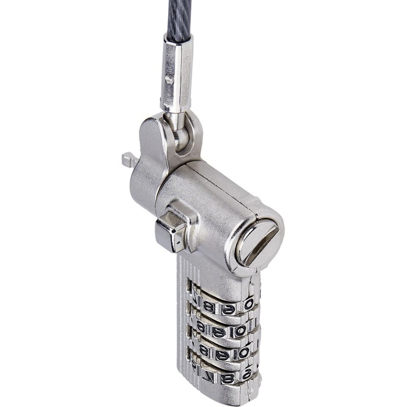 StarTech.com Antivol Universel pour Ordinateur Portable de 2m, Câble de Sécurité Sérialisé pour Ordinateur Portable, Compatible avec Noble Wedge®/Nano/K-Slot, Serrure Universelle, Câble à Combinaison Sans Clé, TAA
