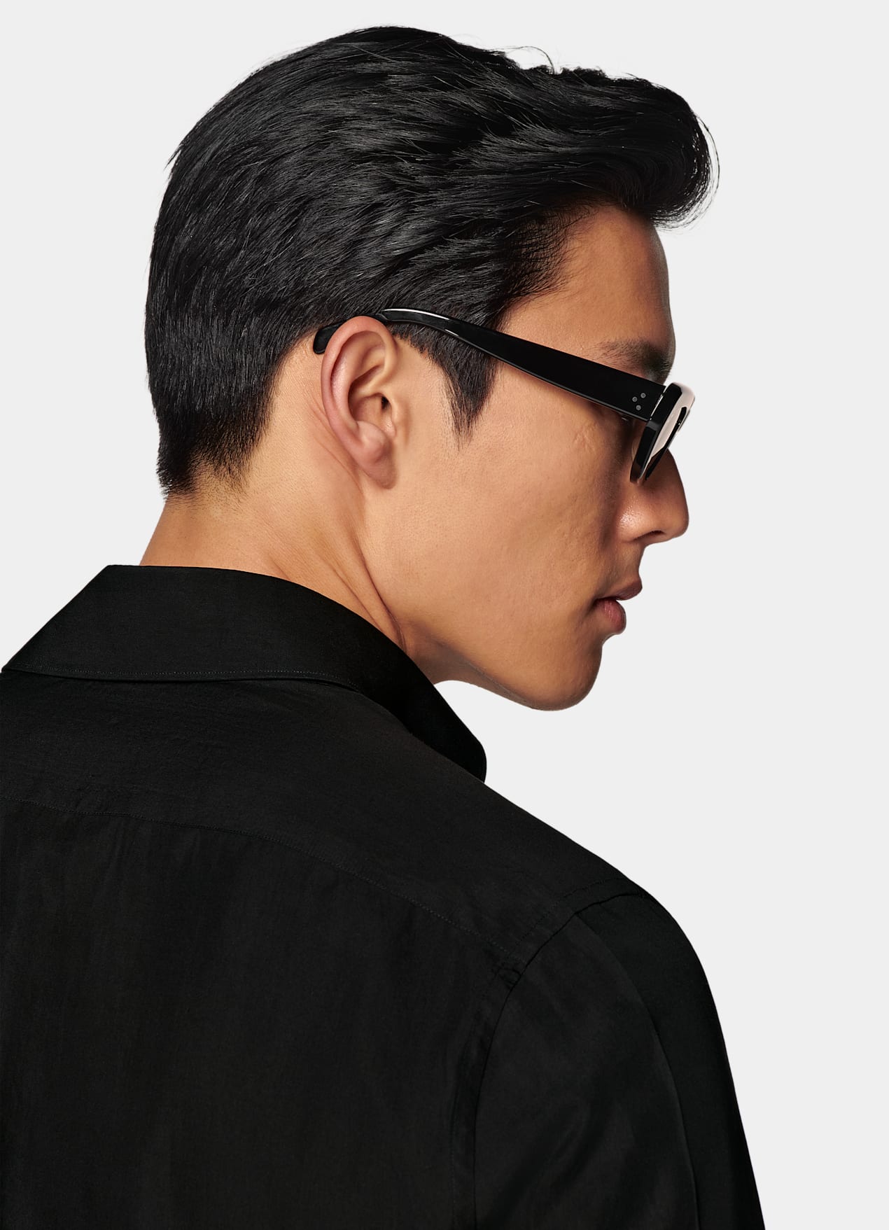 Chemise coupe ajustée à col classique large noire