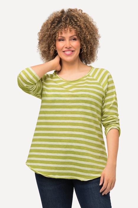 Shirt, Ringel, Classic, offenkantig, Rundhals, Langarm