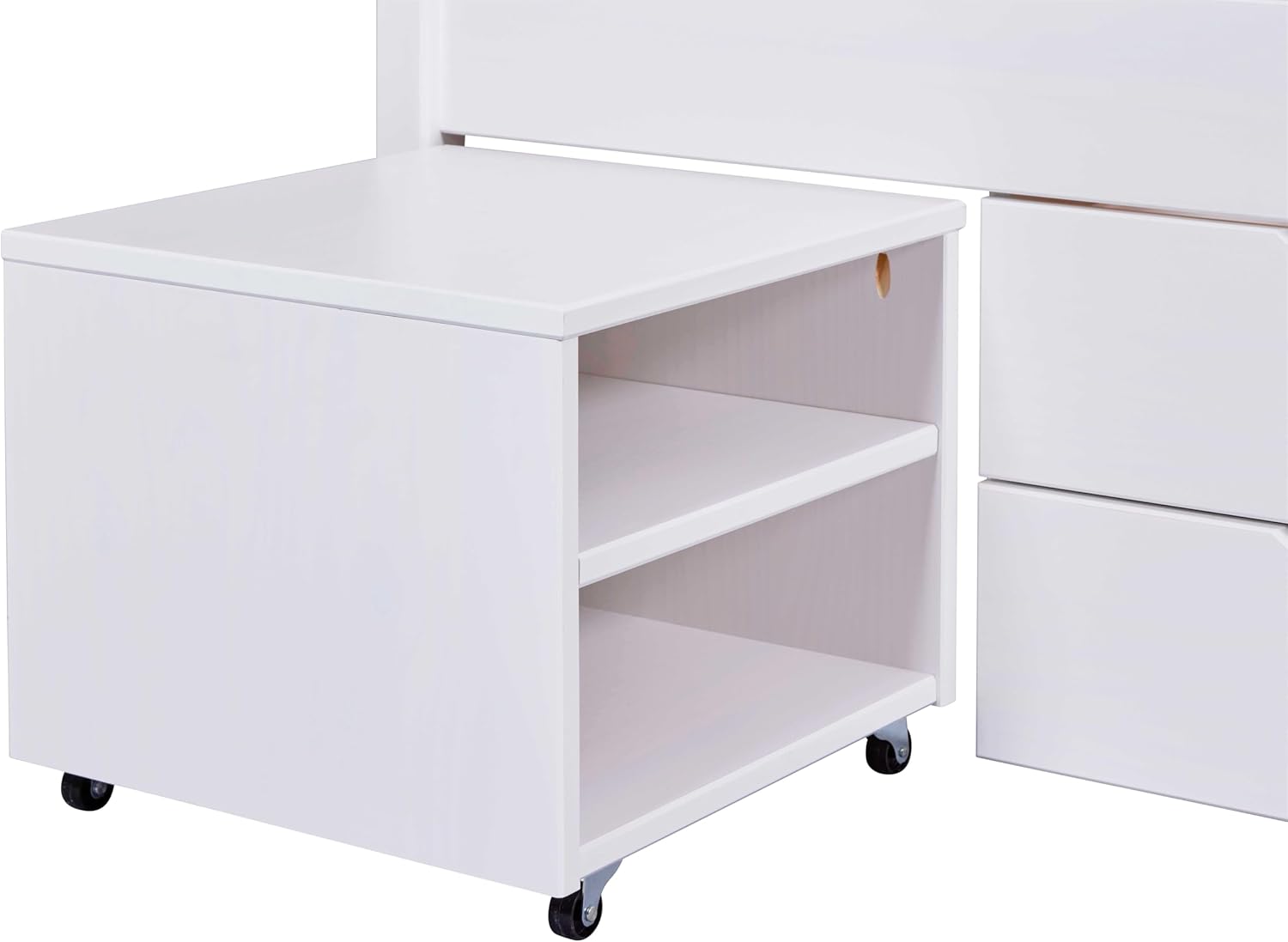 Inter Link - Bett mit Schubladen - Doppelbett 180x200 cm – Kojenbett mit Stauraum – Kiefer massivholz – 4 Schubladen und 2 Schubkasten – Inkl Lattenrost – Weiß lackiert – Efetivo 180x200cm