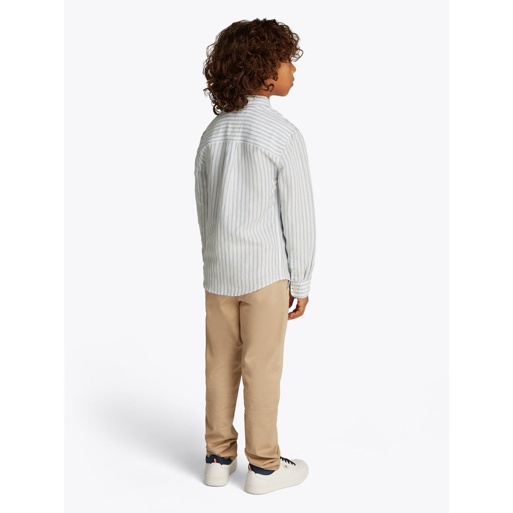 Køb Tommy Hilfiger Breezy Blue Stripe Hør Blend Striped Skjorte LS