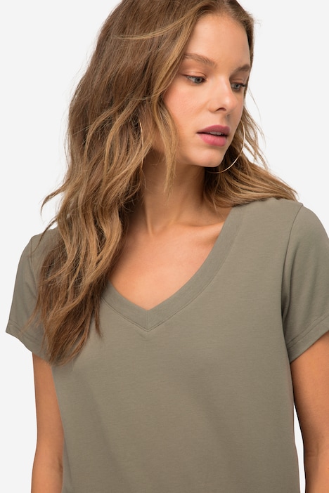 T-Shirt, kleiner Knoten Print, V-Ausschnitt, Halbarm, OEKO-TEX MIG