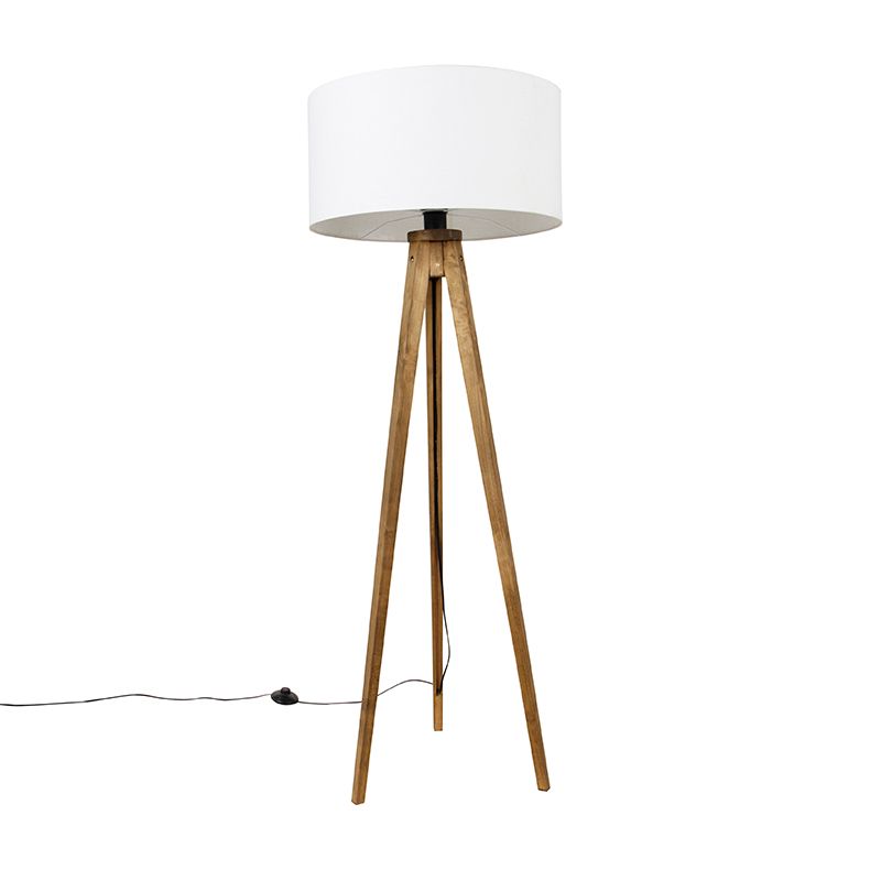 Landelijke tripod vintage hout met kap wit 50 cm - Tripod Classic