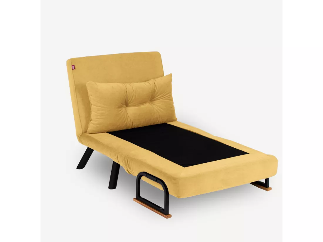 Fauteuil convertible Yolanda Métal Noir et Tissu Jaune