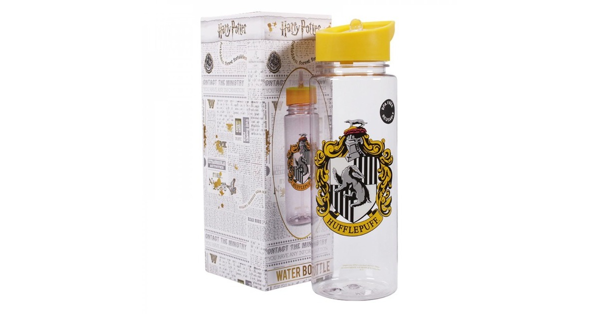 Harry Potter: Hufflepuff Plastic Water Bottle drinkfles  (Geel/transparant, 700 ml)