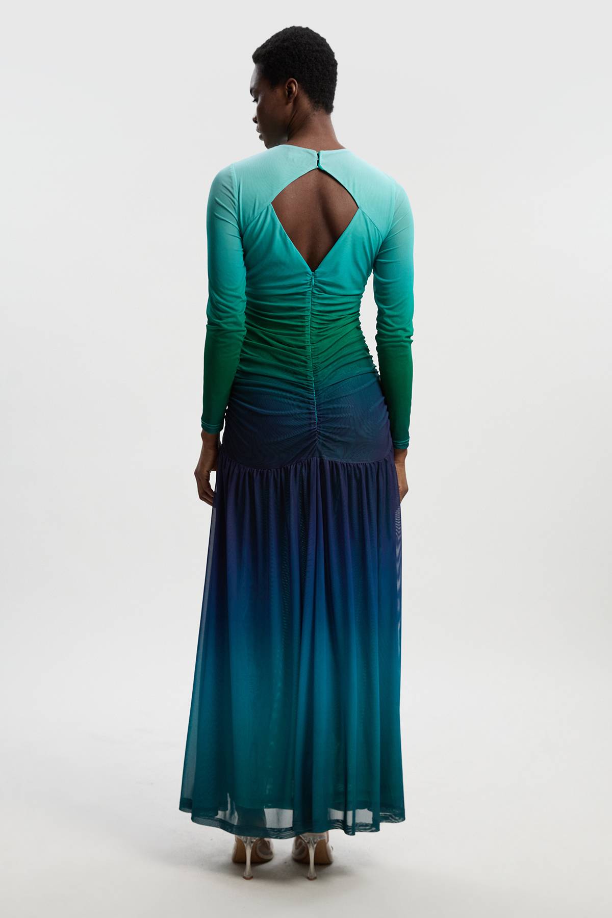 KarenMillen Robe Longue en Maille Ombrée à Manches Longues