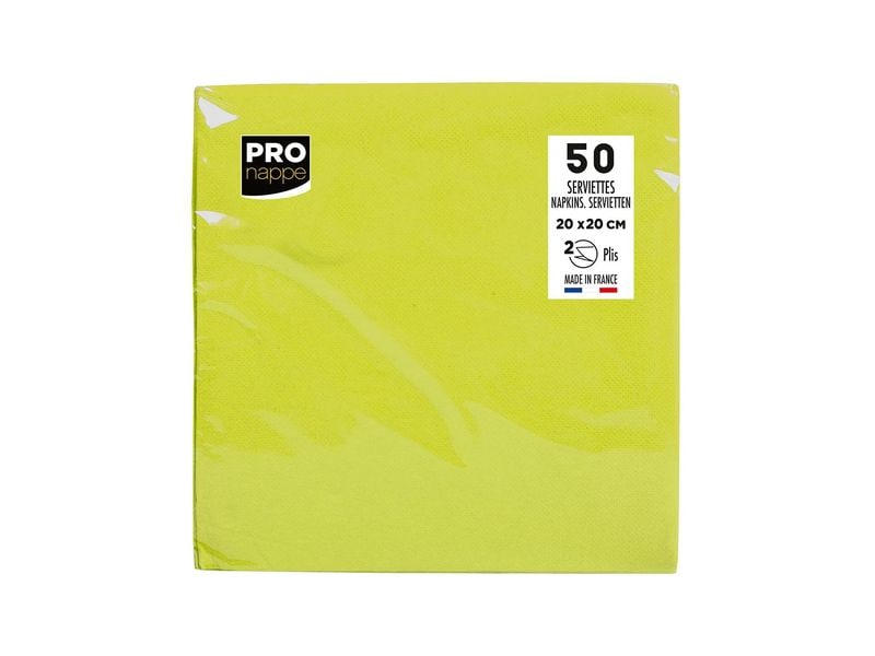 PRO nappe Papierservietten 20 cm x 20 cm, 50 Stück, Grün Packung mit 50 Cocktail-Servietten
