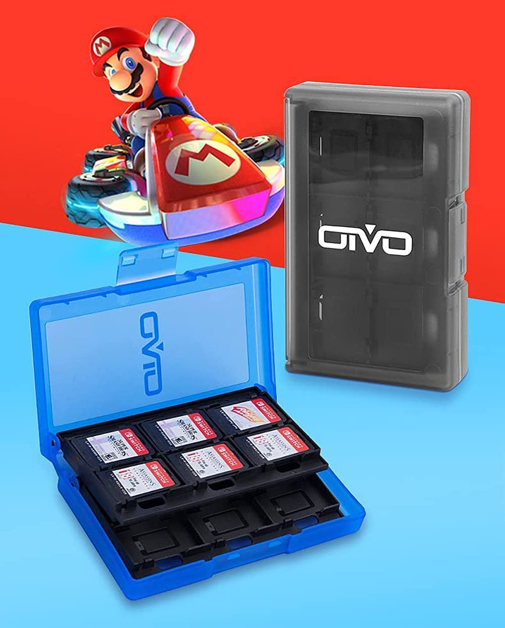 Nintendo Switch Spiele Box Hartschale Organizer für 24 Game Karten - Schwarz