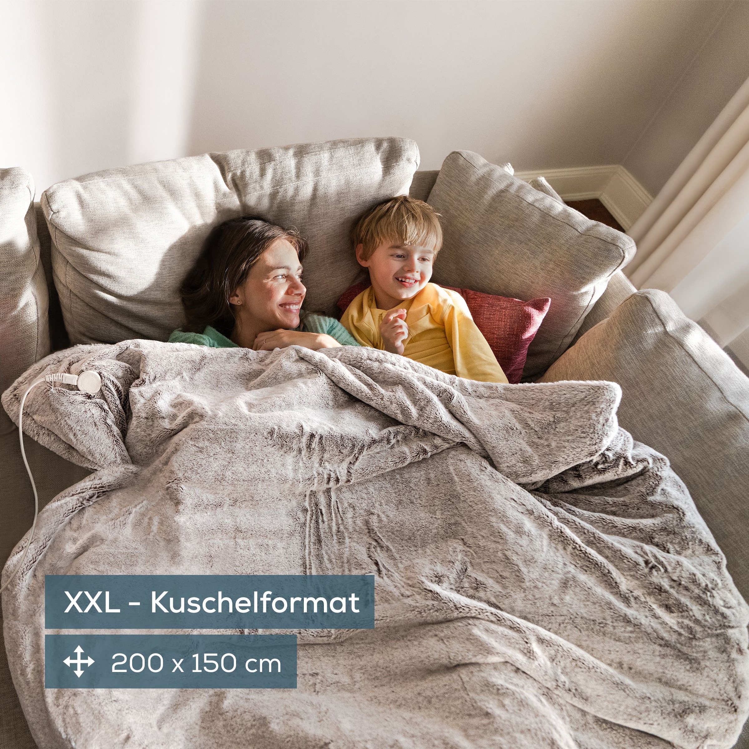 BEURER Heizdecke »HD 150 taupe XXL, elektrische Wärmedecke zum Einkuscheln« 6 Temperaturstufen, kuscheliges Material, maschinenwaschbar