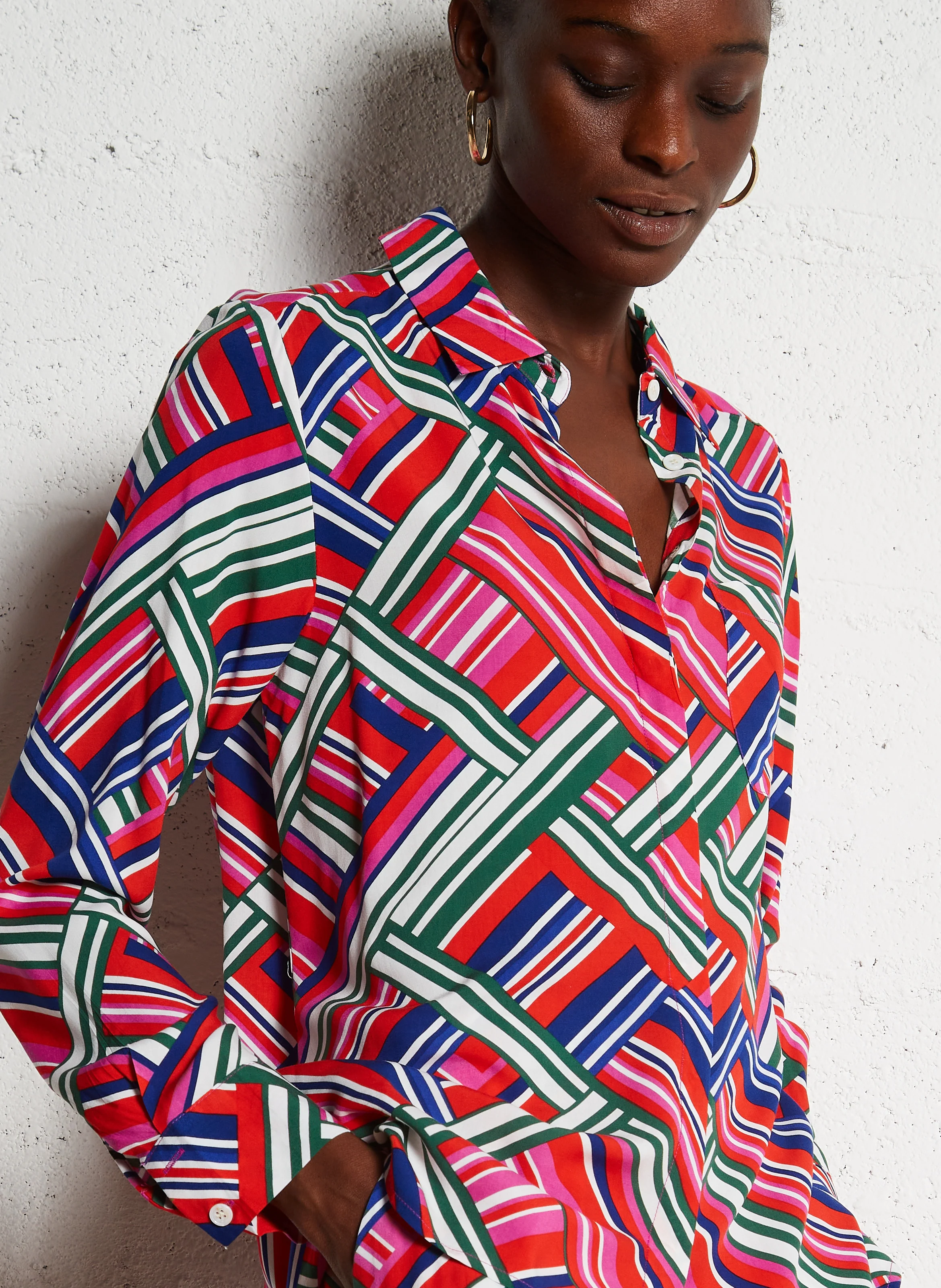 CARLI - Chemise col classique droite imprimée | Multicolore