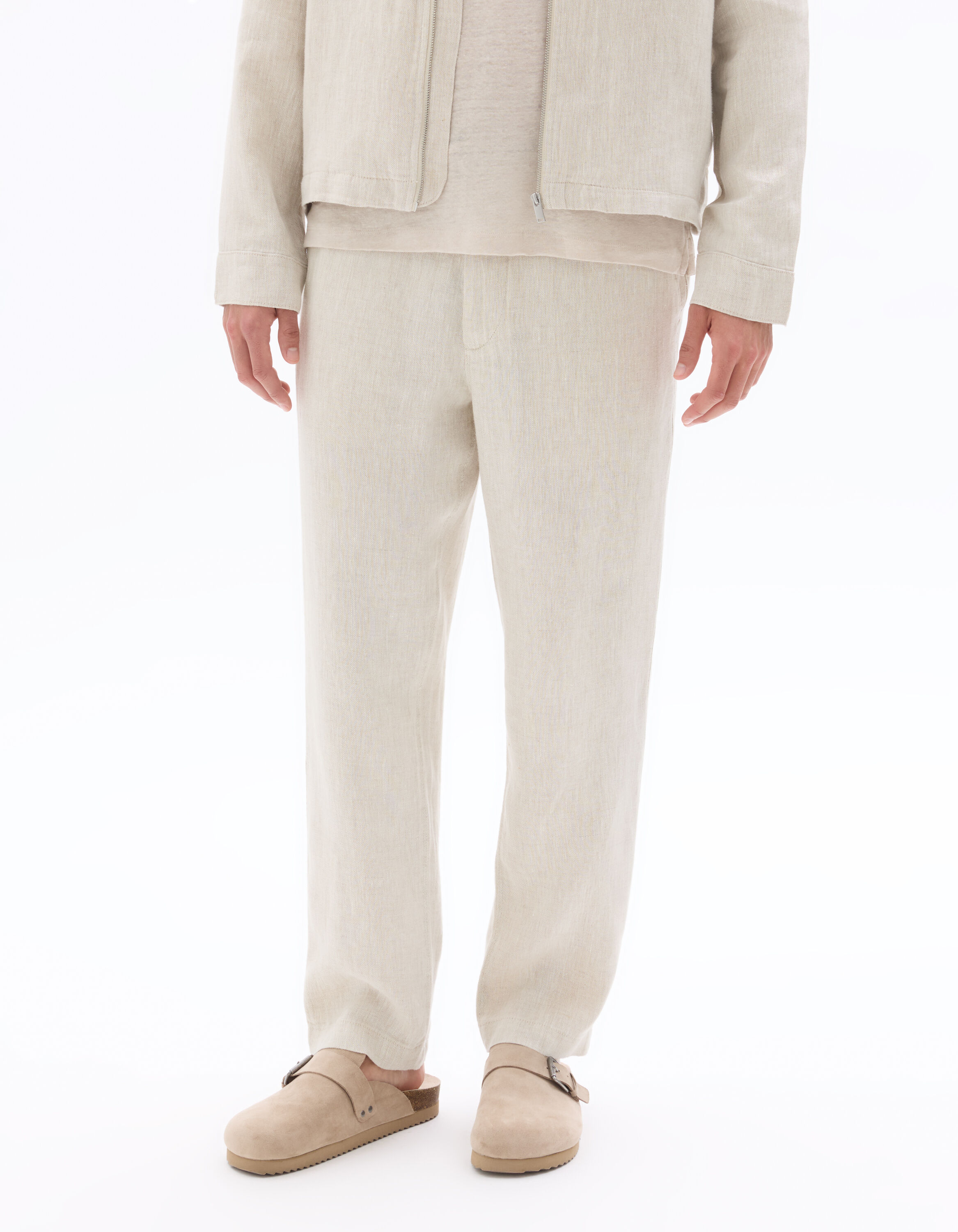 Pantalon straight 100% lin - naturel