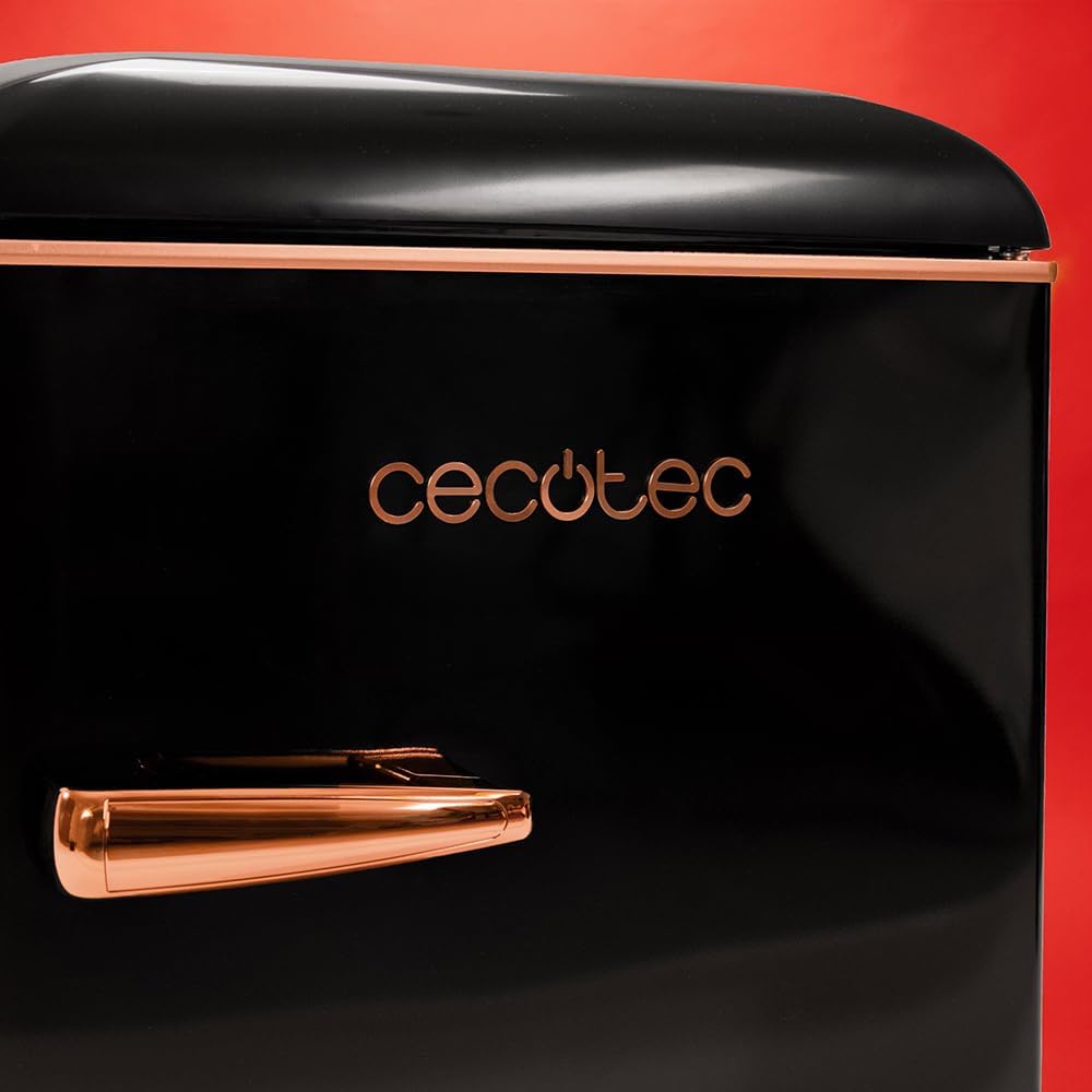 Cecotec Mini Frigo Bolero CoolMarket TT Origin 45 Rouge. Réfrigérateur de Table Rétro 45L, 55 cm de Haut, 44,7 cm de Large, Classe Énergétique E, Bac à Glaçons et Poignée Chromée, Rouge