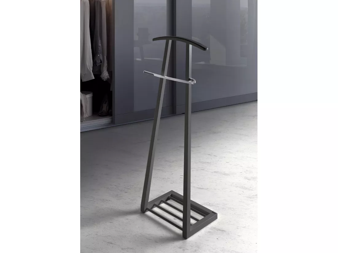 Valet de nuit - H111cm x L46cm x P29cm - hêtre massif gris graphite - Zeta