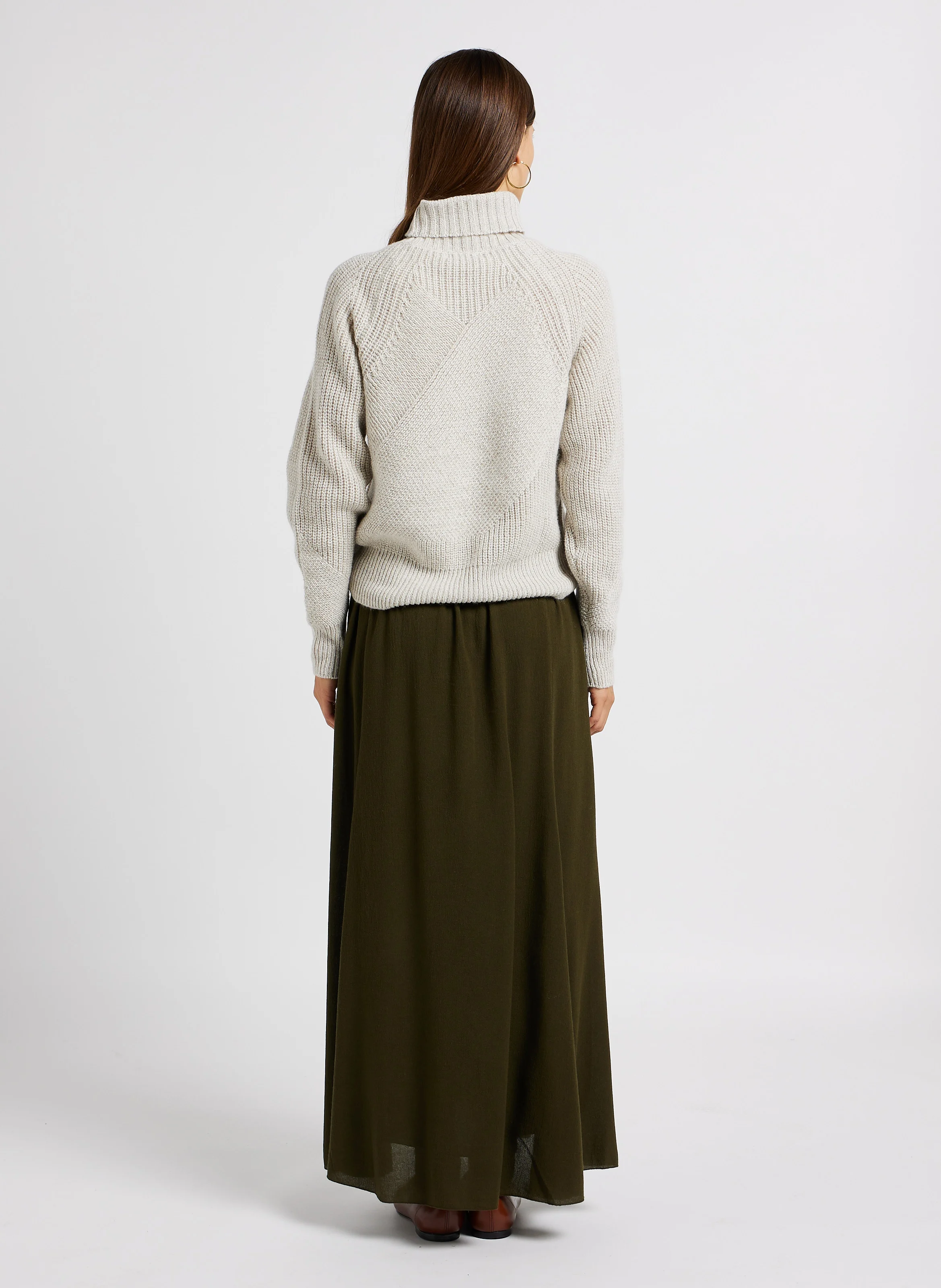 longue jupe en gaze crepe | Vert