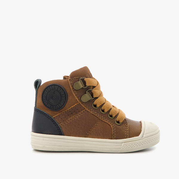Braqeez hoge leren jongens sneakers cognac