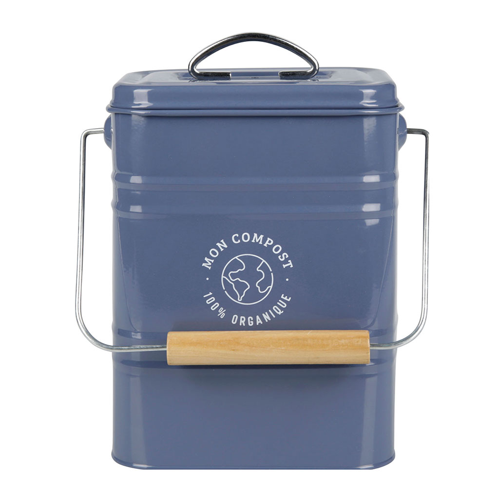Poubelle à compost métal bleu 3.5L