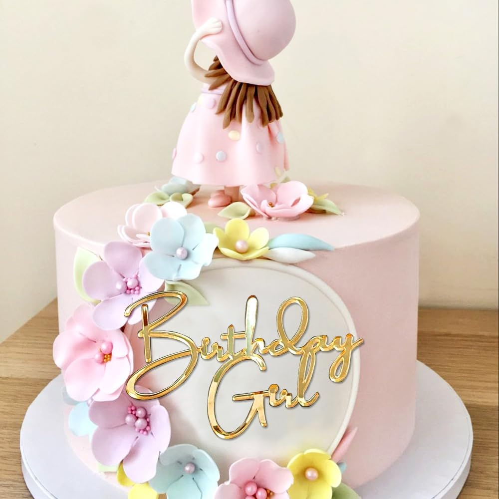 Kuchenstecker Tortenstecker Topper Geburtstags Party Dekoration für Torten / Kuchen - Birthday Girl (Gold)
