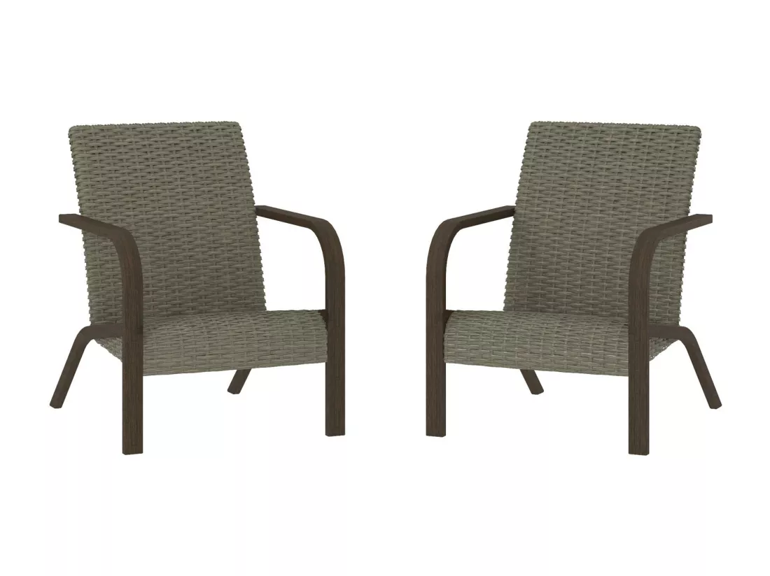 Smartwick | Lot de 2 chaises longues en résine grise