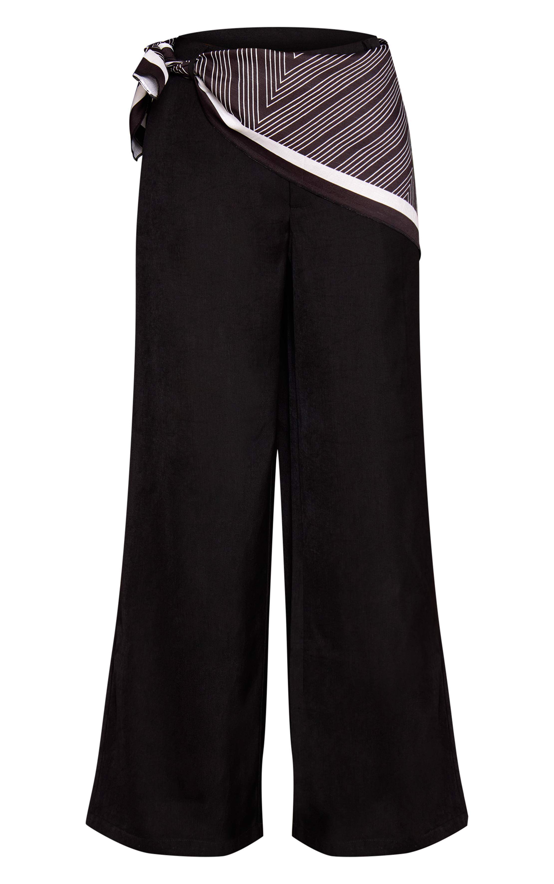 Noir Pantalon Tailleur À Détail Foulard Petite