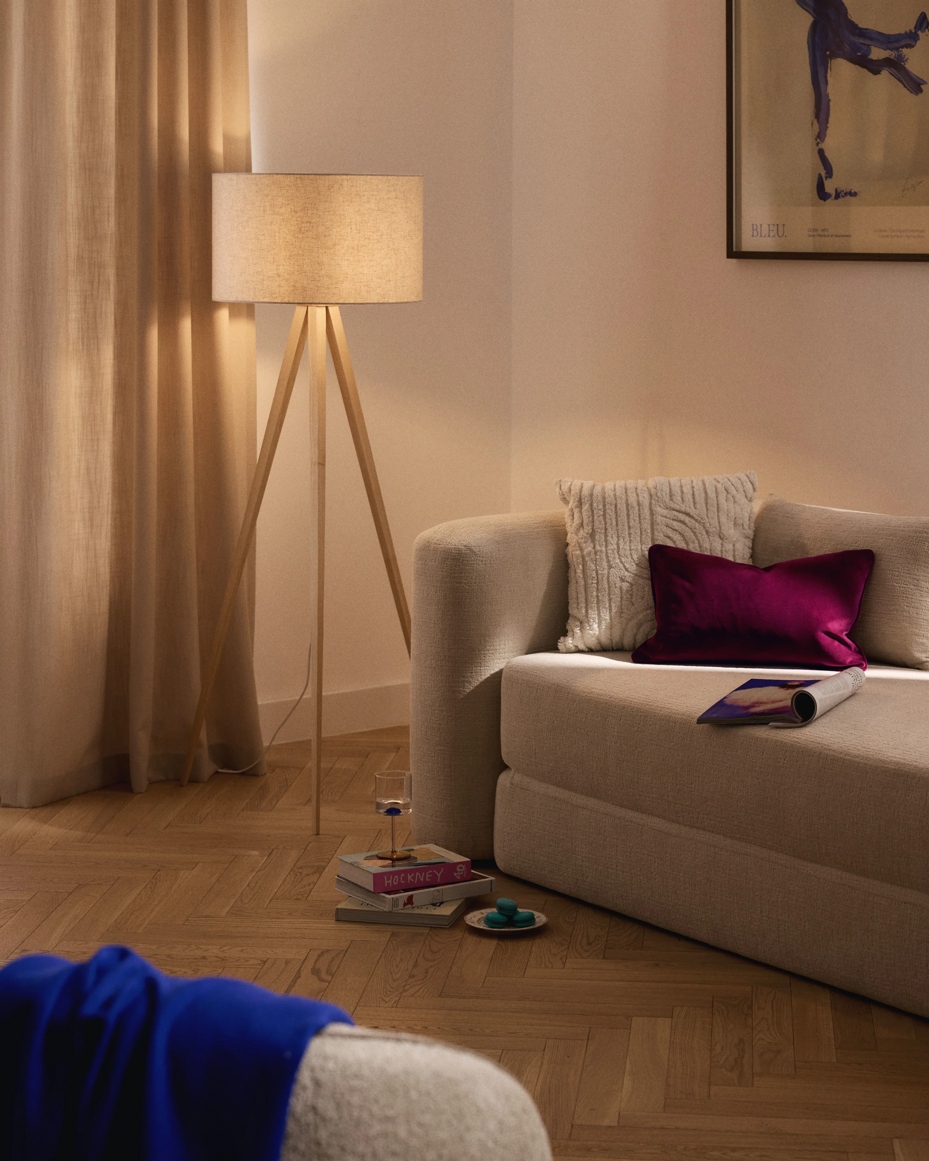 Tripod vloerlamp Jake van massief hout