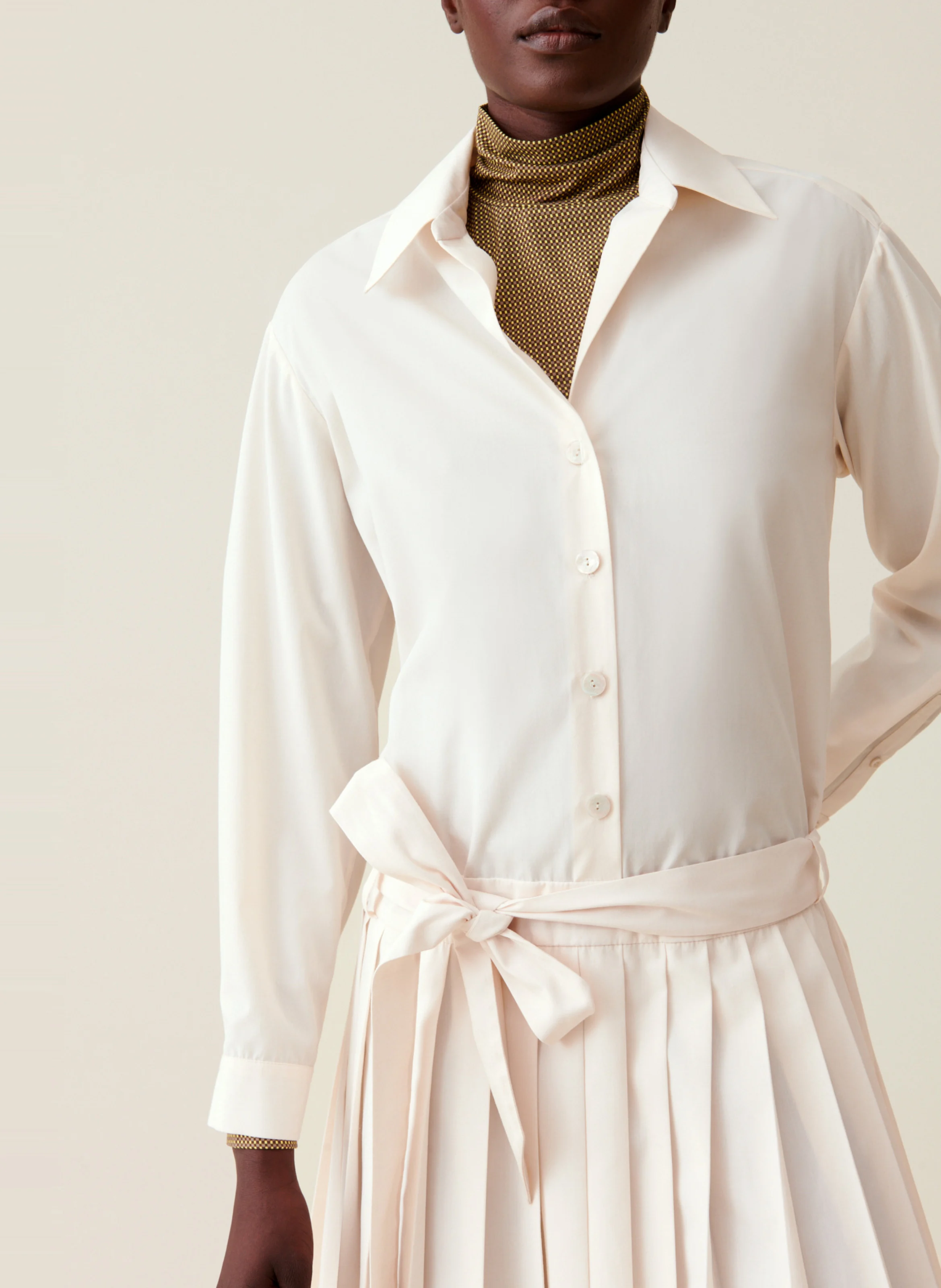 Robe chemise ceinturée boutonnée | Blanc