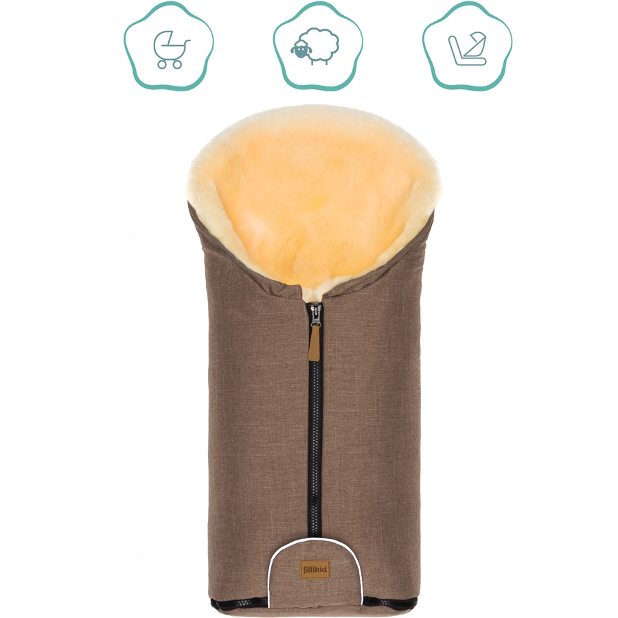 fillikid Winterfußsack Pamir Gr. 0 Echtfell braun melange