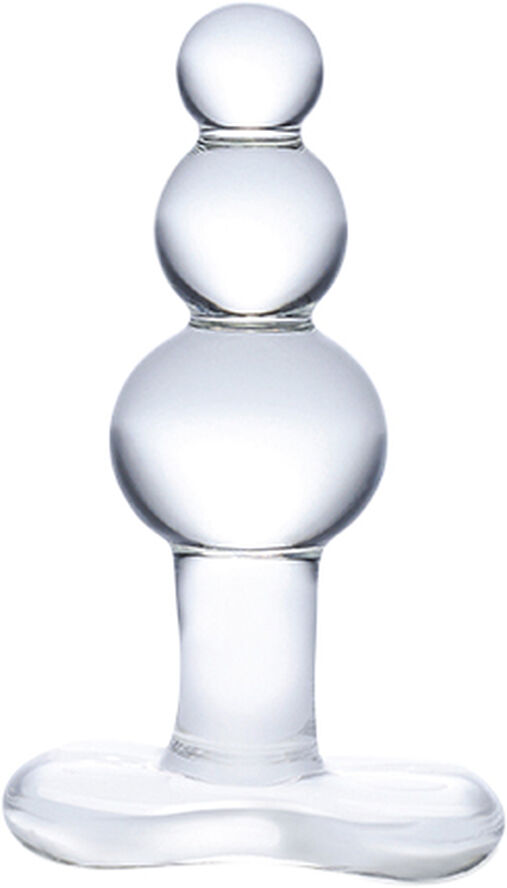 Gläs GLAS - BEADED GLASS BUTT PLUG WITH TAPERED BASE Transparent